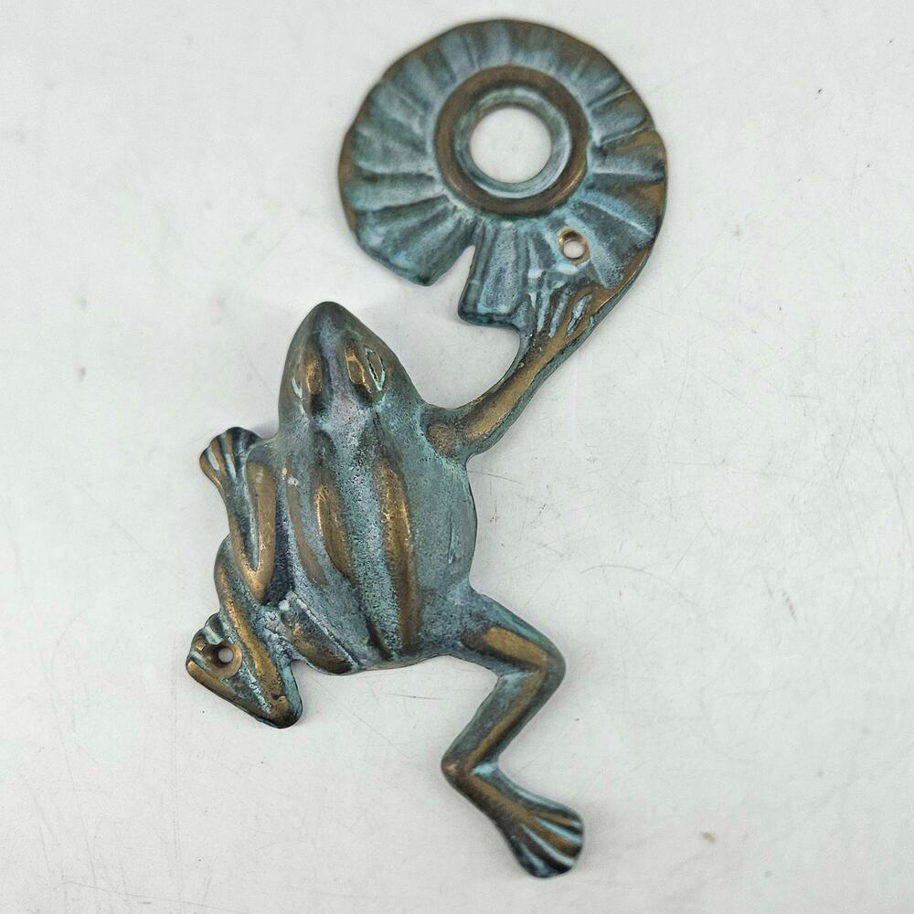 Vintage Lillian Vernon Solid Brass Frog Lily Pad Doorbell Button Cover